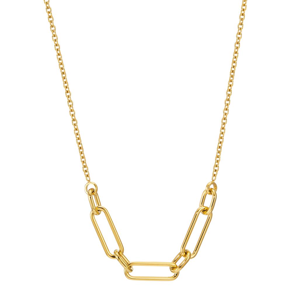 Collier Die TeNo Soho Gold Kette aus Edelstahl überzeugt als stilsicherer Eyecatcher und besticht mit ihren handpolierten Kettengliedern, die sich zu einem minimalistischen und dennoch auffälligen Stil verbinden. Diese filigrane Halskette eignet sich perfekt, um individuelle Layering-Looks zu kreieren oder um ganz alleine für sich zu wirken.
 