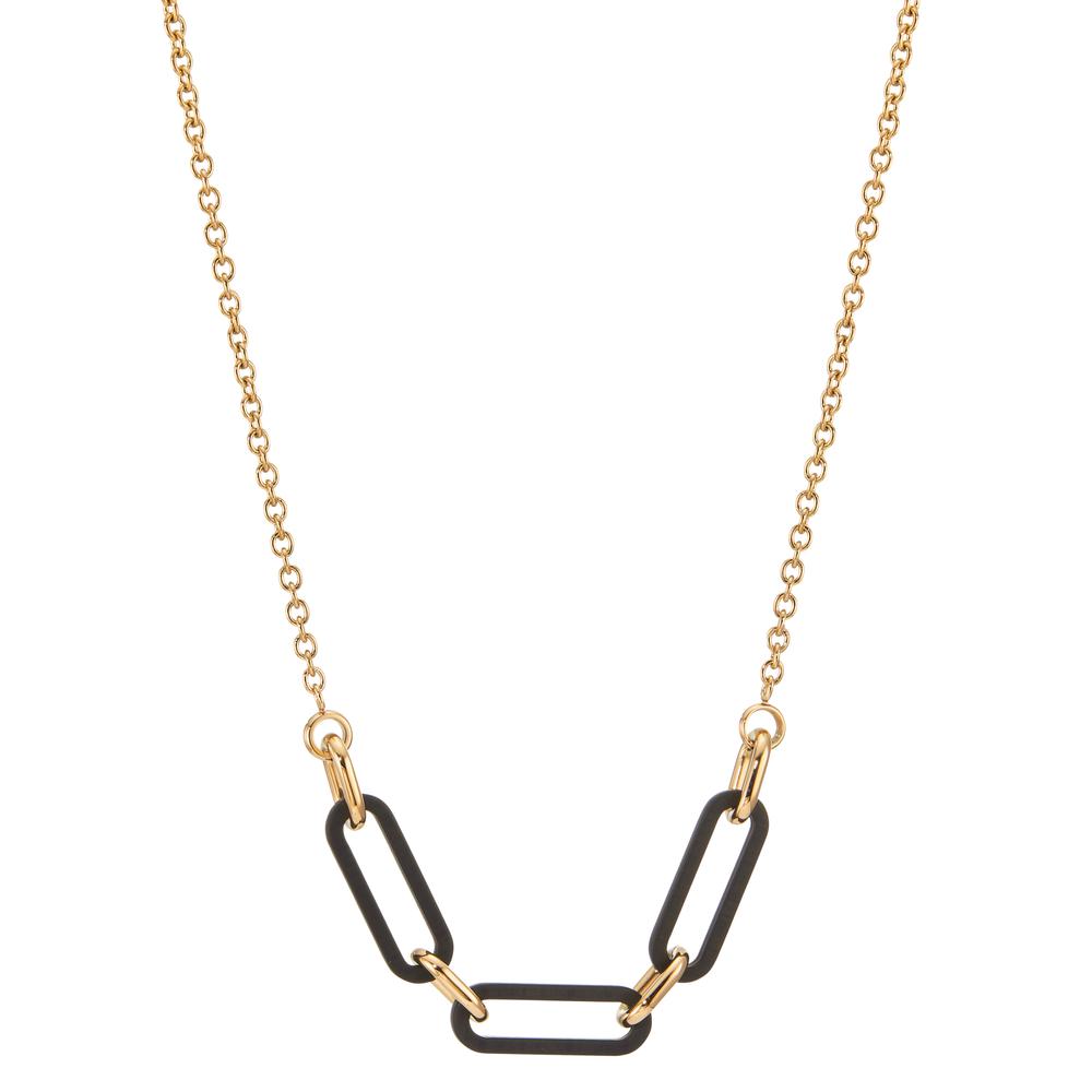 Collier Die luxuriöse TeNo Soho Gold Chain aus Edelstahl mit Carbon ist ein besonderes Must-have und Statement-Piece. Die filigrane Designerkette eignet sich perfekt, um individuelle Lagenlooks zu kreieren oder um ganz alleine für sich zu wirken. Das Design der TeNo-SOHO-Kollektion ist inspiriert vom gleichnamigen New Yorker Szene- und Künstlerviertel der 1960 er Jahre. Die damals so typische Architektur aus klassischen Säulen und arkadenförmig gestalteten Fensterrahmen verleiht der Soho Chain aus Carbon mit Edelstahl eine unvergleichliche Identität. 