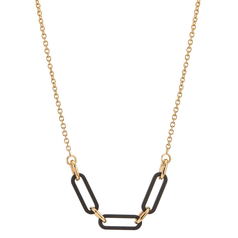 Collier Die luxuriöse TeNo Soho Gold Chain aus Edelstahl mit Carbon ist ein besonderes Must-have und Statement-Piece. Die filigrane Designerkette eignet sich perfekt, um individuelle Lagenlooks zu kreieren oder um ganz alleine für sich zu wirken. Das Design der TeNo-SOHO-Kollektion ist inspiriert vom gleichnamigen New Yorker Szene- und Künstlerviertel der 1960 er Jahre. Die damals so typische Architektur aus klassischen Säulen und arkadenförmig gestalteten Fensterrahmen verleiht der Soho Chain aus Carbon mit Edelstahl eine unvergleichliche Identität. 