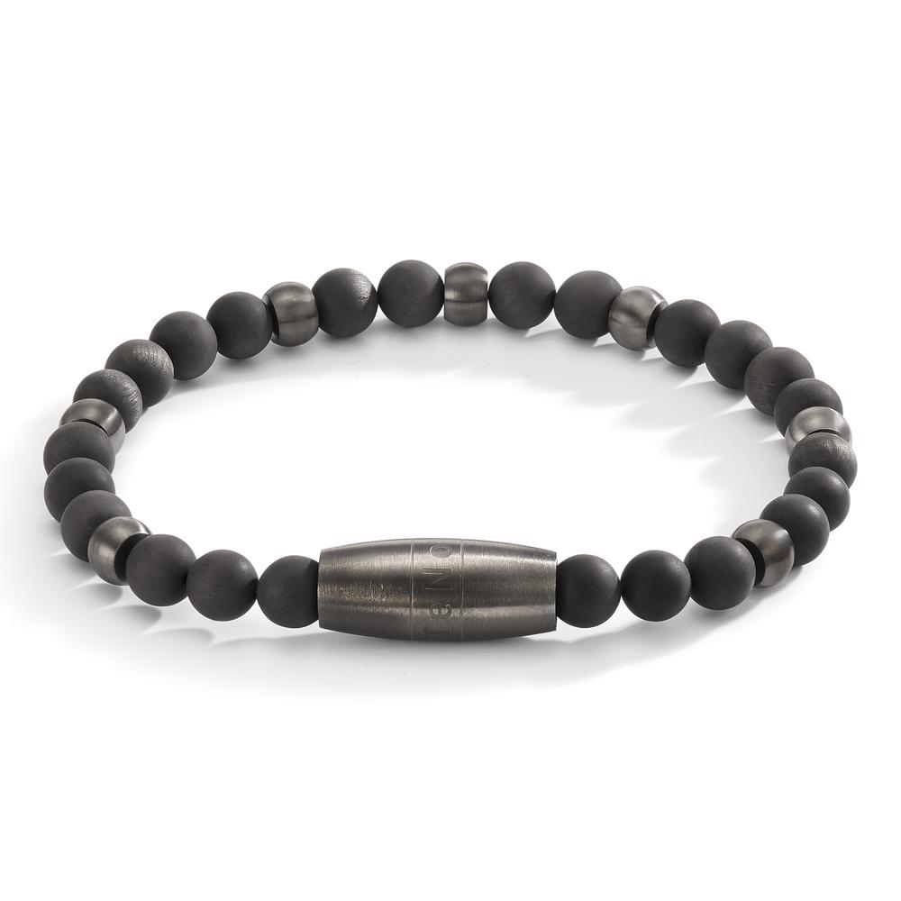 Armband Dieses elegante Damen Armband vereint matten Edelstahl und Carbon-Perlen zu einem modernen Accessoire. Die Kombination aus robustem Material und zeitlosem Design macht es zum perfekten Begleiter für jeden Tag. Hautfreundlich und vielseitig kombinierbar.