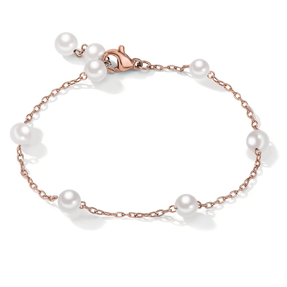 Armband Mit ihren dezenten und natürlichen Muschelperlen ist die glänzende Armkette Arya Rosé aus Edelstahl ein vielseitiges und wandelbares Schmuckstück. Als stilvolles Einzel-Accessoire oder in Kombination mit Perlenketten, Perlenohrringen, Perlenringen bis hin zu Perlenanhängern im passenden Design eignen sich die Schmuckstücke aus der Arya-Familie von TeNo für jede Gelegenheit. 