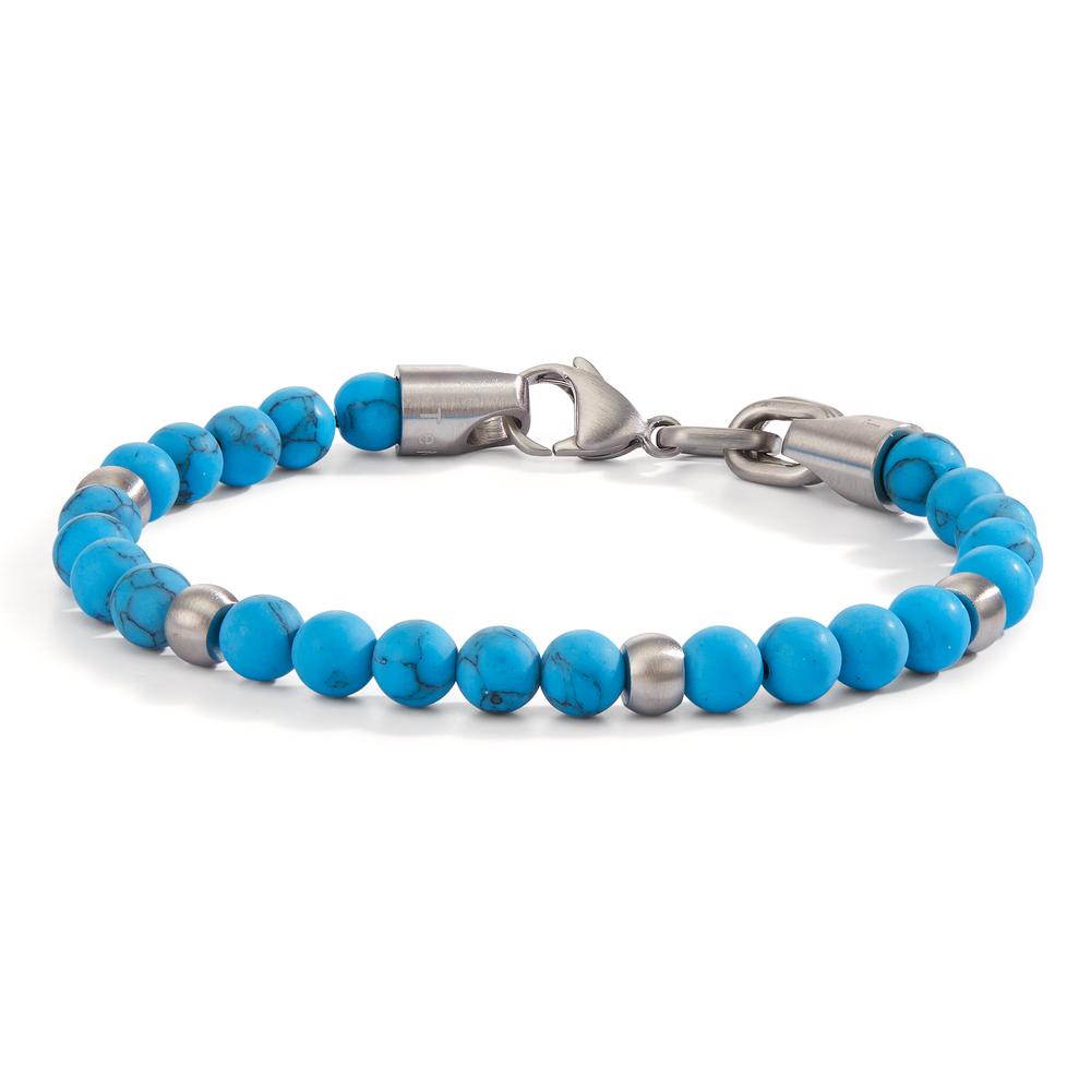 Armband Stylisches Armband mit leuchtend blauen Howlith-Perlen und robusten Edelstahl-Elementen. Der Karabinerverschluss sorgt für sicheren Halt. Perfekt für einen modernen, individuellen Look und vielseitig kombinierbar. Ein edles Accessoire für jeden Anlass.