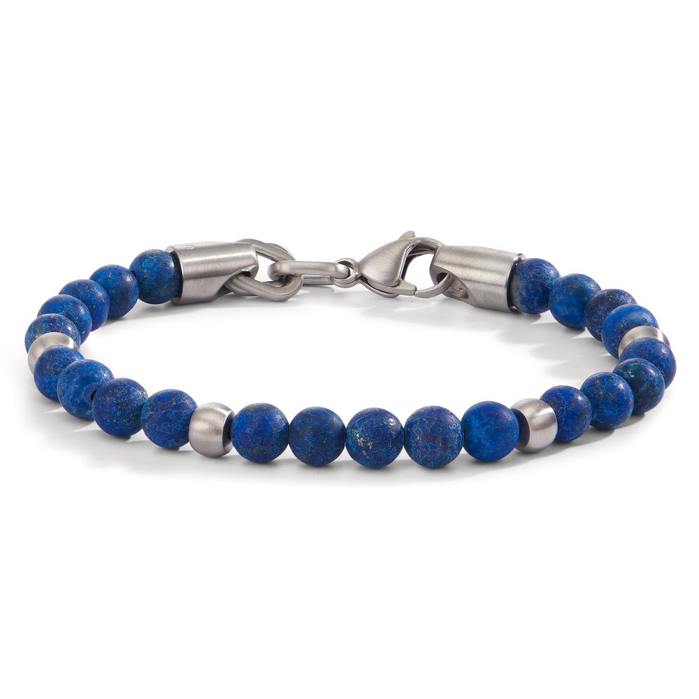 Armband Dieses Herrenarmband kombiniert tiefblaue Lapislazuli-Perlen mit robustem Edelstahl zu einem stilvollen Accessoire. Die edlen Natursteine verleihen jedem Look eine besondere Note, während der stabile Karabinerverschluss für sicheren Halt sorgt. Ideal für moderne Männer.