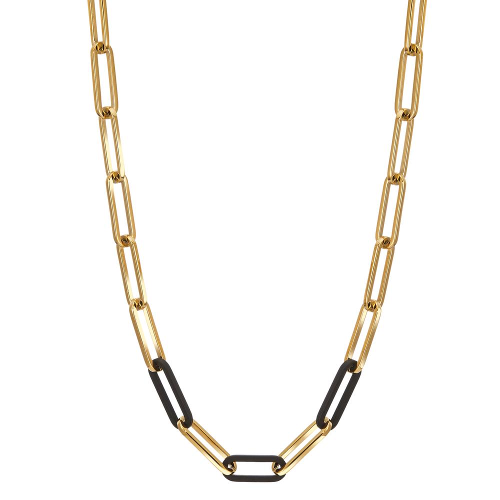 Collier Zeitgemäß, gradlinig und urban: Mit ihrem minimalistischen Stil und ihrer raffinierten Schlichtheit beeindruckt die TeNo Soho Chain in Gold aus glänzendem Edelstahl mit ultraleichtem matten Carbon durch starke Identität. Inspiriert vom gleichnamigen New Yorker Szene- und Künstlerviertel der 1960 er Jahre steht die für Soho so typische Architektur aus arkadenförmig gestalteten Fensterrahmen für einen charaktervollen und zeitlosen Stil. 