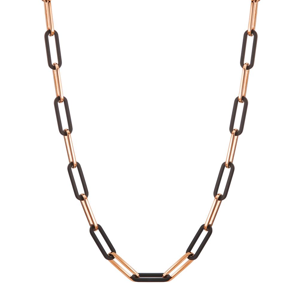 Collier Zeitloser Mix aus Klassik und cooler Lässigkeit: Mit ihrem minimalistischen Stil und ihrer raffinierten Schlichtheit beeindruckt die TeNo Soho Chain in Roségold aus glänzendem Edelstahl mit ultraleichtem matten Carbon durch starke Identität. Inspiriert vom gleichnamigen New Yorker Szene- und Künstlerviertel der 1960 er Jahre steht die für Soho so typische Architektur aus arkadenförmig gestalteten Fensterrahmen für einen charaktervollen und zeitlosen Stil. 