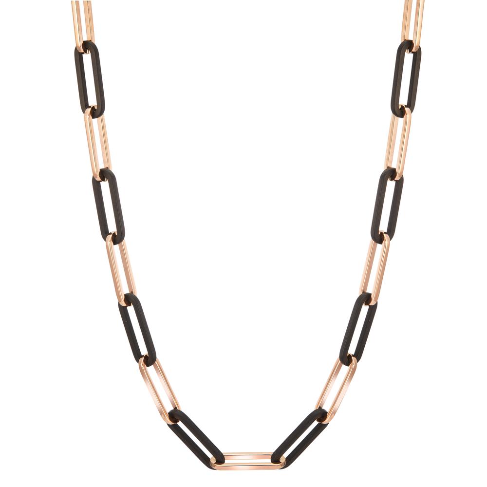 Collier Für ein Statement zwischen Coolness und Eleganz: Mit ihrem minimalistischen Stil und ihrer raffinierten Schlichtheit beeindruckt die TeNo Soho Chain in Roségold aus glänzendem Edelstahl mit ultraleichtem matten Carbon durch starke Identität. Inspiriert vom gleichnamigen New Yorker Szene- und Künstlerviertel der 1960 er Jahre steht die für Soho so typische Architektur aus arkadenförmig gestalteten Fensterrahmen für einen charaktervollen und zeitlosen Stil. 