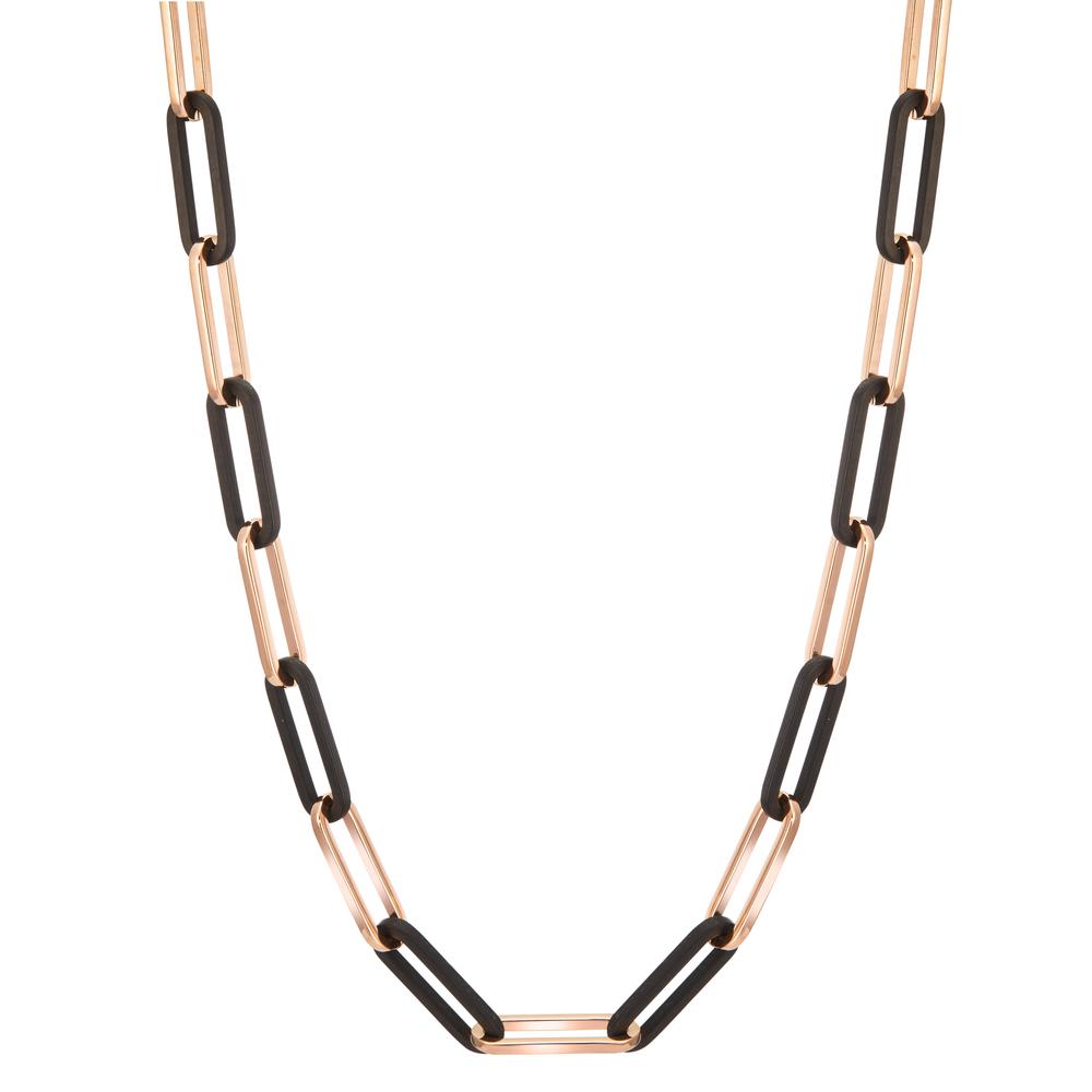 Collier Dieses Damen-Collier verbindet modernes Design mit hochwertiger Verarbeitung. Aus robustem Edelstahl gefertigt, sorgt das Wechselspiel aus roségoldfarbenen und schwarzen Carbon-Elementen für einen stilvollen und einzigartigen Look. Perfekt für elegante und lässige Anlässe.