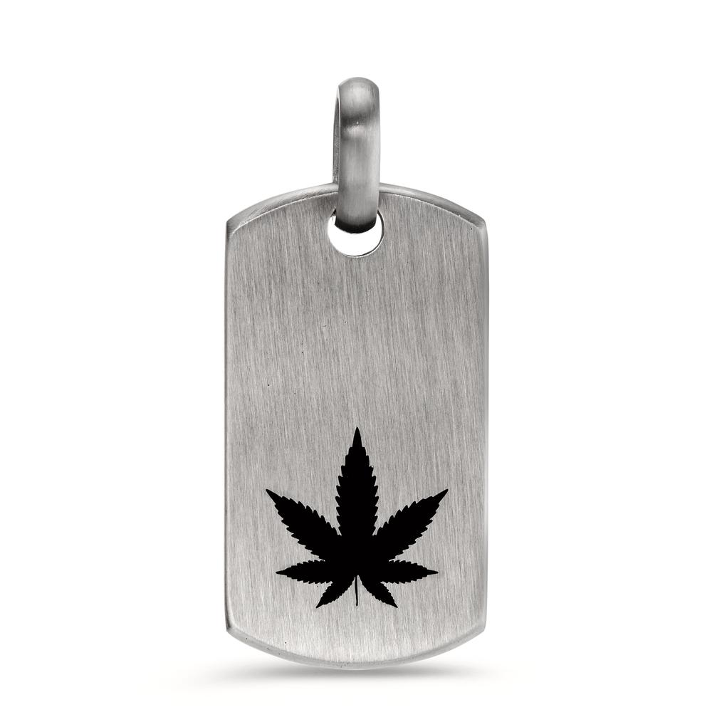 Anhänger Als lässiges Symbol für die moderne Cannabiskultur steht dieses TeNo-Signature-Tag aus Edelstahl in maskulinem Design. Der Cannabis-Anhänger ist in Handarbeit gefertigt und mit schwarzer Emaille veredelt. Kombinieren Sie ihn mit unterschiedlichen Ketten, Coins- und Tag-Anhängern für Ihr ganz individuelles Statement. 