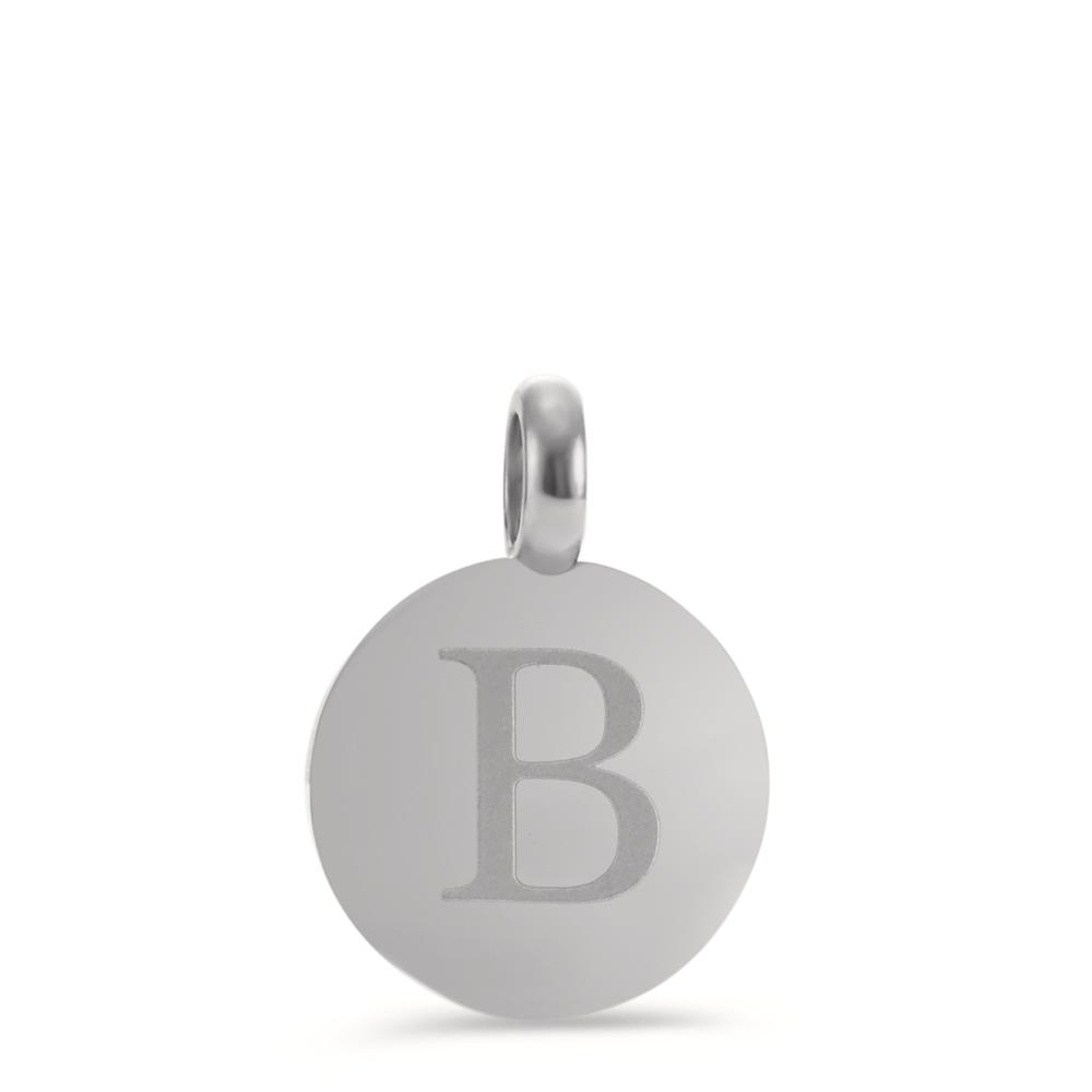 Anhänger Dieses silberfarbene B-Initialen-Coin aus Edelstahl ist besonders hübsch für eine Buchstaben-Charmkette oder einem Armband für einen oder mehreren Buchstabenanhängern. Sein Design ist zeitlos, modern und minimal und kann nach Lust und Laune mit anderen TeNo Coins stilvoll kombiniert werden. Der Aufhängering ist für alle Verschlüsse mit einem Durchmesser kleiner als 3,0 mm geeignet. 