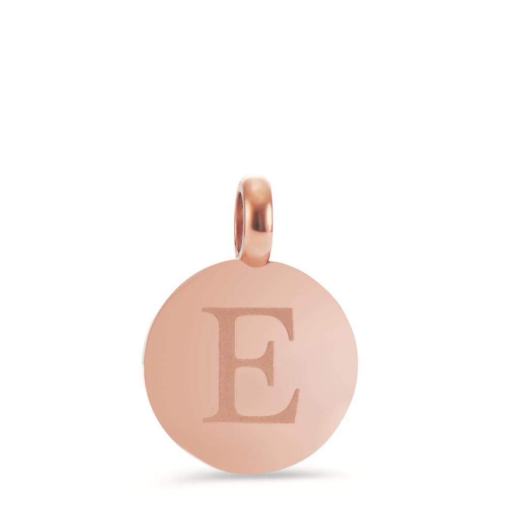 Anhänger Dieses roséfarbene E-Initialen-Coin aus Edelstahl ist besonders hübsch für eine Buchstaben-Charmkette oder einem Armband für einen oder mehreren Buchstabenanhängern. Sein Design ist zeitlos, modern und minimal und kann nach Lust und Laune mit anderen TeNo Coins stilvoll kombiniert werden. Der Aufhängering ist für alle Verschlüsse mit einem Durchmesser kleiner als 3,0 mm geeignet. 