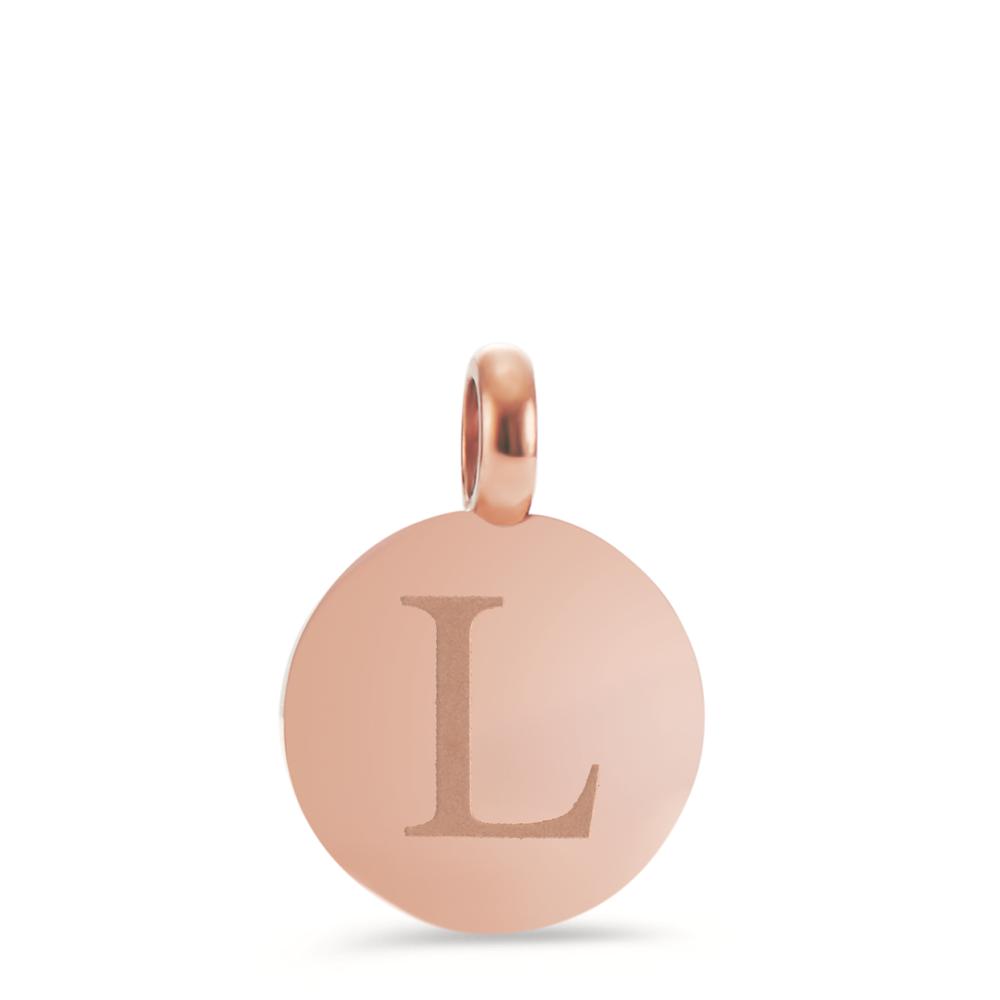 Anhänger Dieses roséfarbene L-Initialen-Coin aus Edelstahl ist besonders hübsch für eine Buchstaben-Charmkette oder einem Armband für einen oder mehreren Buchstabenanhängern. Sein Design ist zeitlos, modern und minimal und kann nach Lust und Laune mit anderen TeNo Coins stilvoll kombiniert werden. Der Aufhängering ist für alle Verschlüsse mit einem Durchmesser kleiner als 3,0 mm geeignet. 