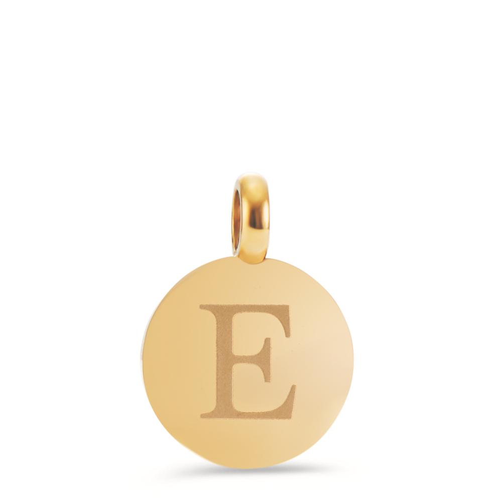 Anhänger Dieses goldfarbene E-Initialen-Coin aus Edelstahl ist besonders hübsch für eine Buchstaben-Charmkette oder einem Armband für einen oder mehreren Buchstabenanhängern. Sein Design ist zeitlos, modern und minimal und kann nach Lust und Laune mit anderen TeNo Coins stilvoll kombiniert werden. Der Aufhängering ist für alle Verschlüsse mit einem Durchmesser kleiner als 3,0 mm geeignet. 