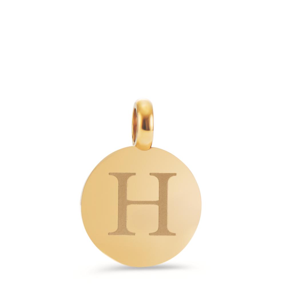 Anhänger Dieses goldfarbene H-Initialen-Coin aus Edelstahl ist besonders hübsch für eine Buchstaben-Charmkette oder einem Armband für einen oder mehreren Buchstabenanhängern. Sein Design ist zeitlos, modern und minimal und kann nach Lust und Laune mit anderen TeNo Coins stilvoll kombiniert werden. Der Aufhängering ist für alle Verschlüsse mit einem Durchmesser kleiner als 3,0 mm geeignet. 