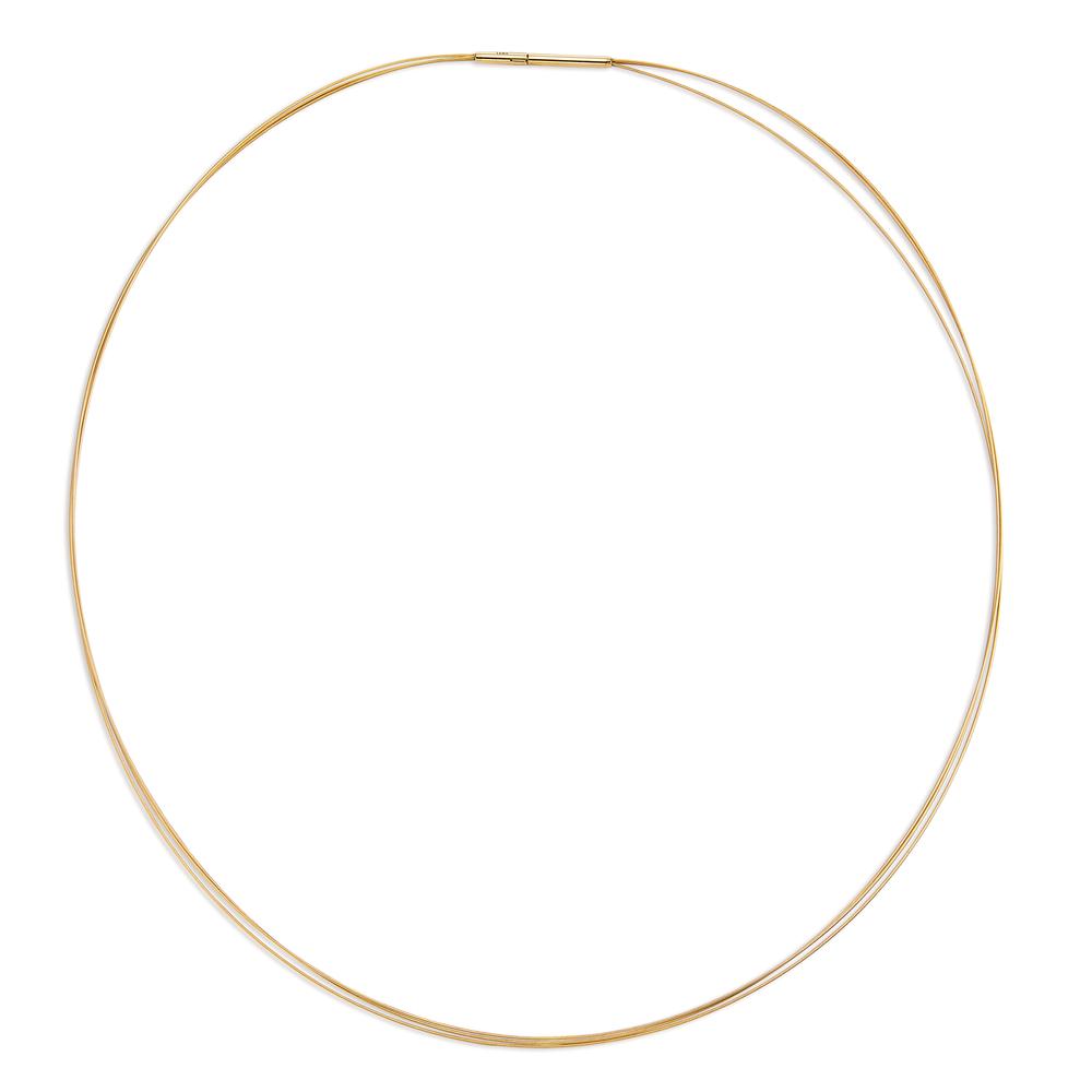 Collier Stilvoll, elegant und vielseitig: Der dreireihige TeNo-Halsreif aus Edelstahl in Gold legt sich geschmeidig um den Hals. Sowohl klassische als auch moderne Schmuckanhänger werden daran zum traumhaften Eyecatcher. Der sichere und sehr einfach zu bedienende Clipverschuss hat einen Durchmesser von nur 2.0 mm - optimal auch für Anhänger mit kleinen Ösen oder Durchgangsbohrungen. 