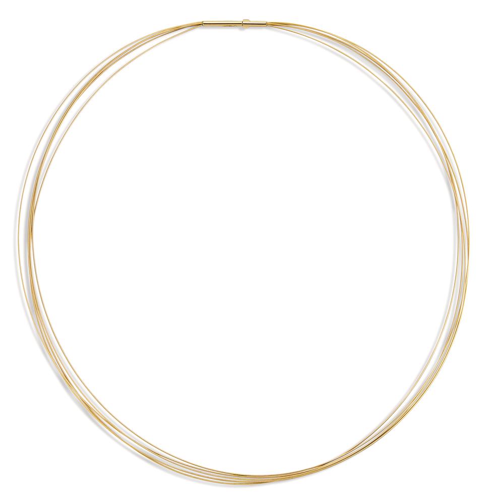 Collier Stilvoll, elegant und vielseitig: Der fünfreihige TeNo-Halsreif aus Edelstahl in Gold legt sich geschmeidig um den Hals. Sowohl klassische als auch moderne Schmuckanhänger werden daran zum traumhaften Eyecatcher. Der sichere und sehr einfach zu bedienende Clipverschuss hat einen Durchmesser von nur 2.0 mm - optimal auch für Anhänger mit kleinen Ösen oder Durchgangsbohrungen. 