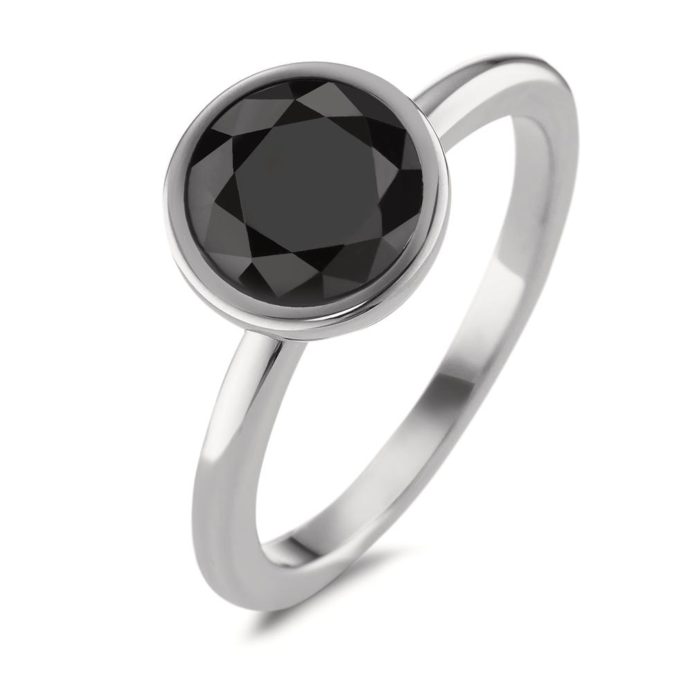 Fingerring Eleganter Damen-Fingerring aus hochwertigem Edelstahl, veredelt mit einem großen, facettierten schwarzen Zirkonia. Das schlichte Design macht ihn zum vielseitigen Begleiter für jeden Anlass. Hautfreundlich, langlebig und ein echtes Statement für stilbewusste Frauen.