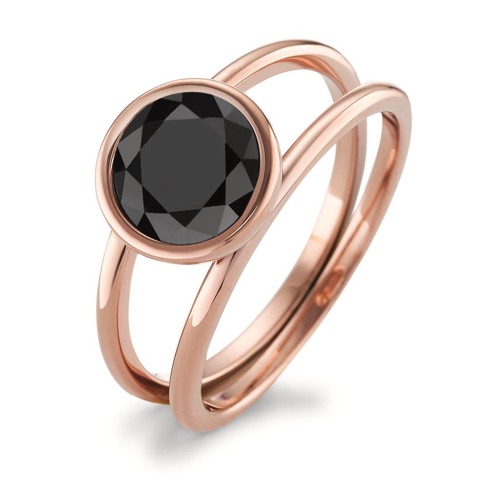 Fingerring Eleganter Damen Fingerring aus hochwertigem Edelstahl mit roségoldener Beschichtung. Der Ring besticht durch einen großen, schwarzen Zirkonia-Stein, der stilvoll eingefasst ist. Ein moderner, zeitloser Begleiter für jeden Anlass, der Ihr Outfit perfekt ergänzt.