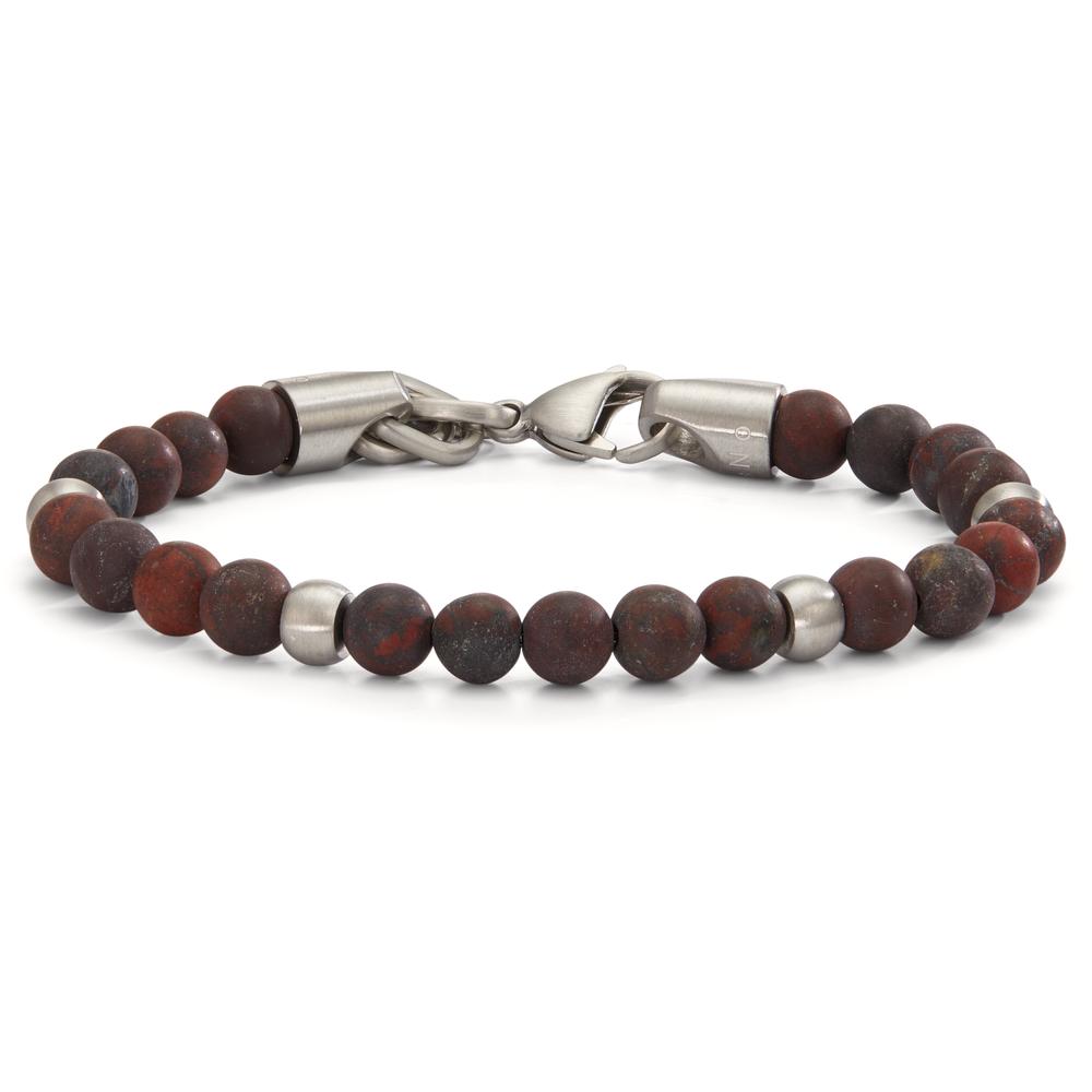 Armband Dieses Damenarmband vereint edlen Edelstahl mit natürlichen Jaspis-Perlen in warmen Rottönen. Das zeitlose Design macht es zum perfekten Accessoire für jeden Anlass. Hochwertig verarbeitet und mit praktischem Karabinerverschluss für bequemen Halt. Ein eleganter Schmuckklassiker!