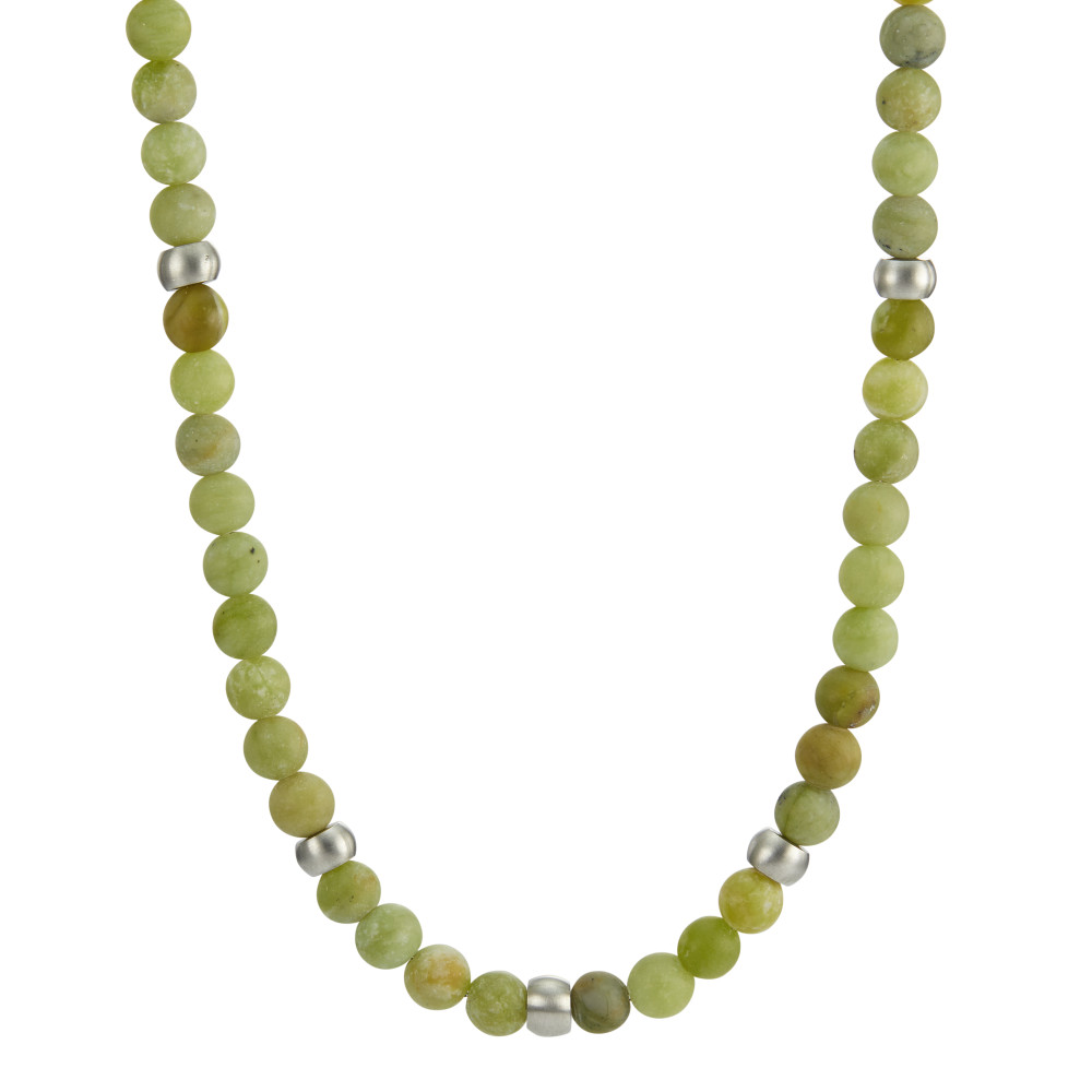 Collier Elegantes Damen-Collier aus hochwertigen Jade-Perlen in verschiedenen Grüntönen, ergänzt durch stilvolle Edelstahl-Elemente. Dieses zeitlose Schmuckstück verleiht jedem Outfit eine natürliche und edle Note. Perfekt für besondere Anlässe oder den täglichen Gebrauch.