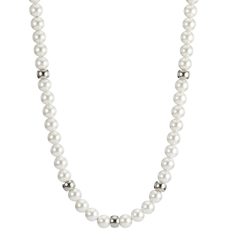Collier Elegantes Damen-Collier aus hochwertigem Edelstahl mit edlen Muschelperlen. Die Kombination aus glänzenden Perlen und silbernen Elementen verleiht jedem Outfit einen zeitlosen, stilvollen Akzent. Perfekt für besondere Anlässe oder den täglichen Chic.