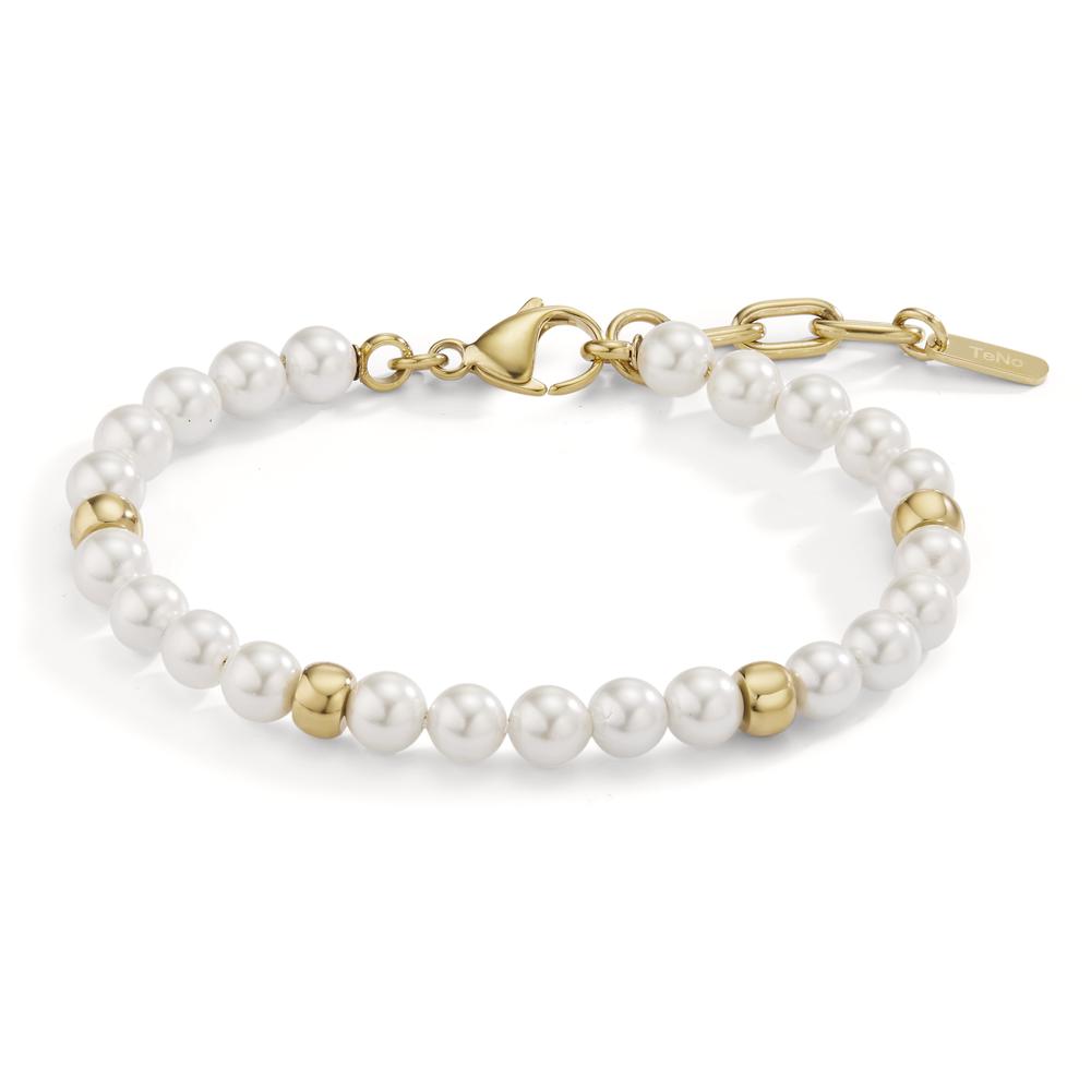Armband Elegantes Damen Armband aus hochwertigem Edelstahl mit strahlenden Muschelperlen. Das Accessoire besticht durch feine goldfarbene Akzente, die dem Schmuckstück eine edle Note verleihen. Perfekt für jeden Anlass – zeitlos und stilvoll zugleich.