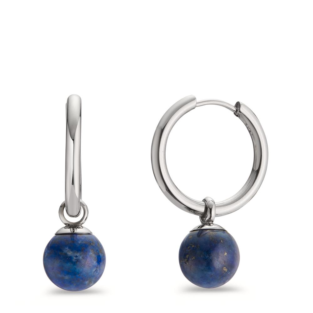 Creolen mit Einhänger Diese Creolen mit natürlichen Lapislazuli Perlen sind das perfekte Earcandy für alle, die elegantes Blau lieben. Die Creolen selbst sind aus recyceltem Edelstahl gefertigt und mit einer edlen Politur versehen. Die Lapislazuli Einhänger sind abnehmbar und können je nach Outfit ausgetauscht werden. Die zeitlose Eleganz der Creolen macht sie perfekt für jeden Anlass, sei es im Büro, beim Shopping oder beim Abendessen mit Freunden. 