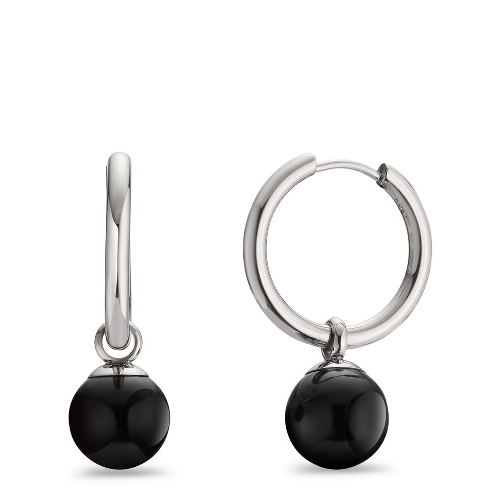 Creolen mit Einhänger Elegante Damen-Creolen aus hochwertigem Edelstahl mit Einhänger aus schwarzem Achat. Zeitloses Design kombiniert Langlebigkeit und natürlichen Edelstein-Charme. Perfekt für jeden Anlass und als stilvolles Accessoire im Alltag. Leicht und angenehm zu tragen.