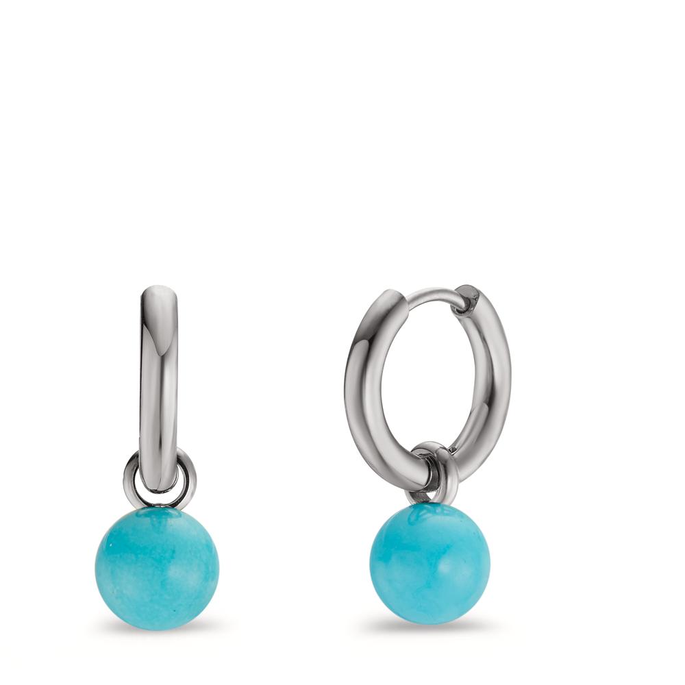 Creolen mit Einhänger Elegante Creolen mit leuchtend blauen Kugel-Anhängern aus hochwertigem Edelstahl. Das minimalistische Design verleiht jedem Outfit einen frischen Akzent. Leicht und angenehm zu tragen – perfekt für den Alltag oder besondere Anlässe. Ein zeitloses Schmuck-Highlight!