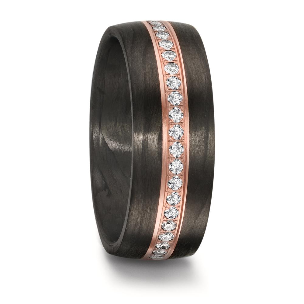 Partnerring Eleganter Damen-Partnerring aus leichtem, schwarzem Carbon mit einem edlen Mittelstreifen aus 750 Rotgold. Verziert mit funkelnden Diamanten, vereint dieser Ring moderne Materialien mit zeitloser Eleganz – perfekt für besondere Momente und als Symbol der Liebe. 50003/001/046/N793