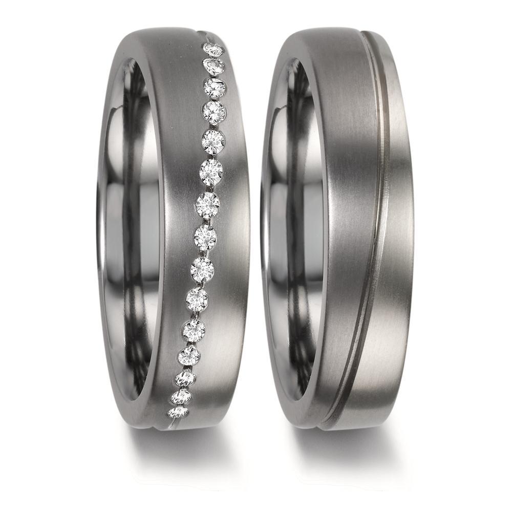 Partnerring Eleganter Damen-Partnerring aus hochwertigem 999 Tantal und 950 Platin, veredelt mit funkelnden Diamanten. Das moderne Design vereint Robustheit und zeitlose Schönheit, perfekt für besondere Momente und als Symbol für eine starke Verbindung. Ein Schmuckstück mit exklusivem Charme. 50004/001/015/XP02