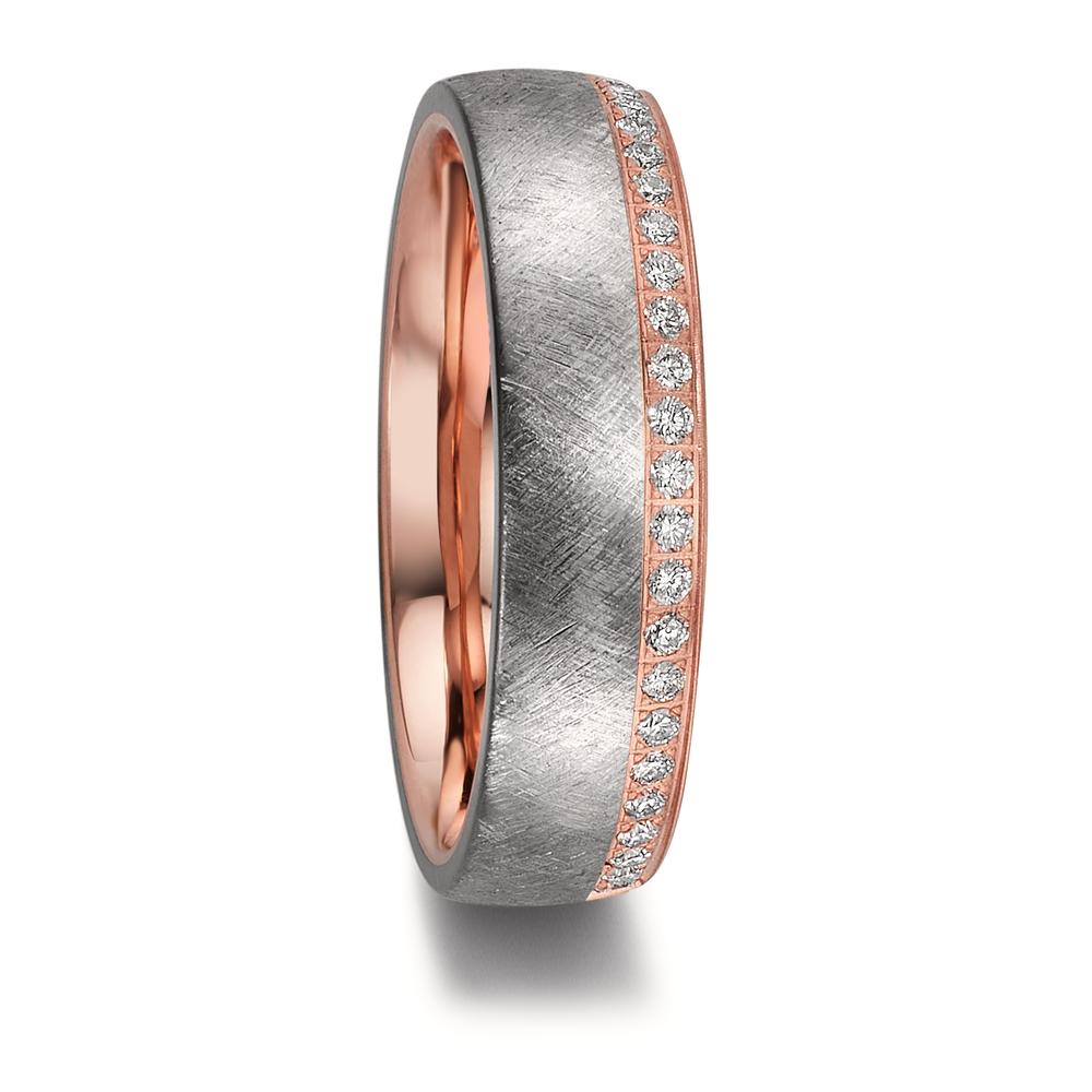 Partnerring Eleganter Damen-Partnerring aus hochwertigem 999 Tantal kombiniert mit 750er Rotgold. Veredelt wird das Design durch eine feine Reihe funkelnder Diamanten, die dem Ring einen edlen und zeitlosen Charakter verleihen – perfekt für den besonderen Moment. 50005/025/020/X703