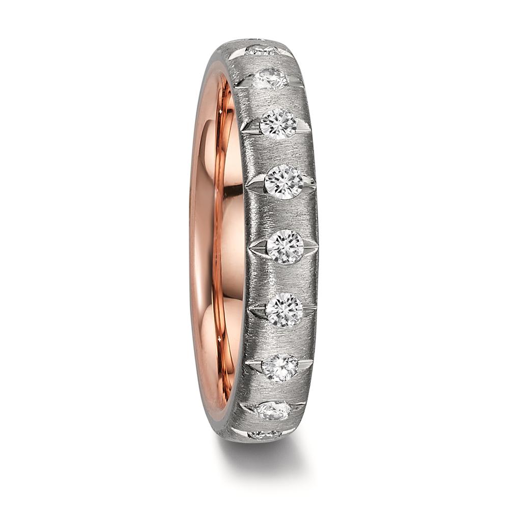 Partnerring Eleganter Damen-Partnerring aus hochwertigem 750 Rotgold mit Zirkonium-Oberfläche. Verziert mit funkelnden Diamanten, vereint er stilvolle Raffinesse und zeitlose Schönheit – ein perfektes Symbol für Ihre besondere Verbindung. 50006/008/030/7W25