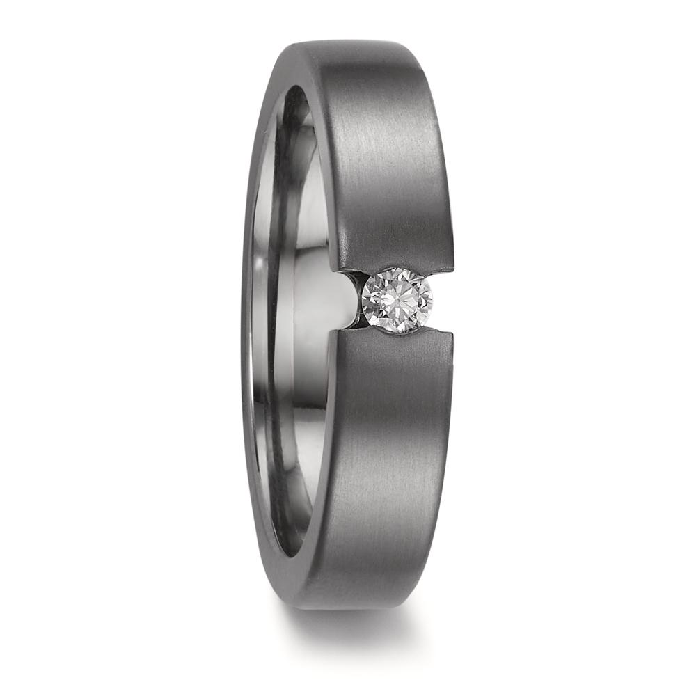 Partnerring Edler Damen-Partnerring aus 999 Tantal mit einem funkelnden Diamanten. Das moderne, matte Design kombiniert Härte und Eleganz für ein zeitloses Schmuckstück. Perfekt als Symbol für Verbundenheit und Stil – langlebig und außergewöhnlich in Material und Form. 50012/001/010/X000