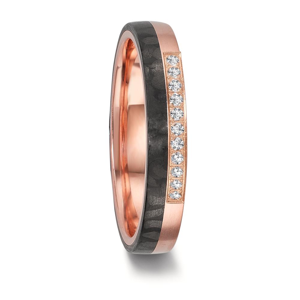 Partnerring Eleganter Damen-Partnerring aus 750er Rotgold mit modernem Carbon-Inlay. Veredelt wird dieser exklusive Ring durch eine funkensprühende Reihe von Diamanten, die für das gewisse Strahlen sorgen. Perfekt für stilbewusste Damen, die zeitlose Eleganz schätzen. 50013/001/011/7N59