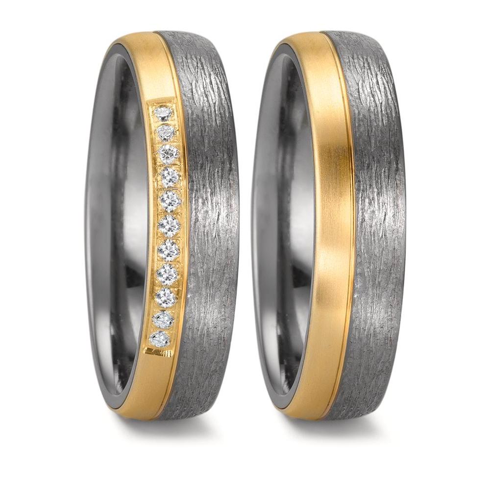 Partnerring Damen-Partnerring aus hochwertigem Tantal und warmem Gelbgold kombiniert. Verziert mit funkelnden Diamanten, die dem Ring eine elegante und zeitlose Ausstrahlung verleihen. Perfektes Symbol für Partnerschaft und Liebe, modern und stilvoll zugleich. 52724/028/011/X501